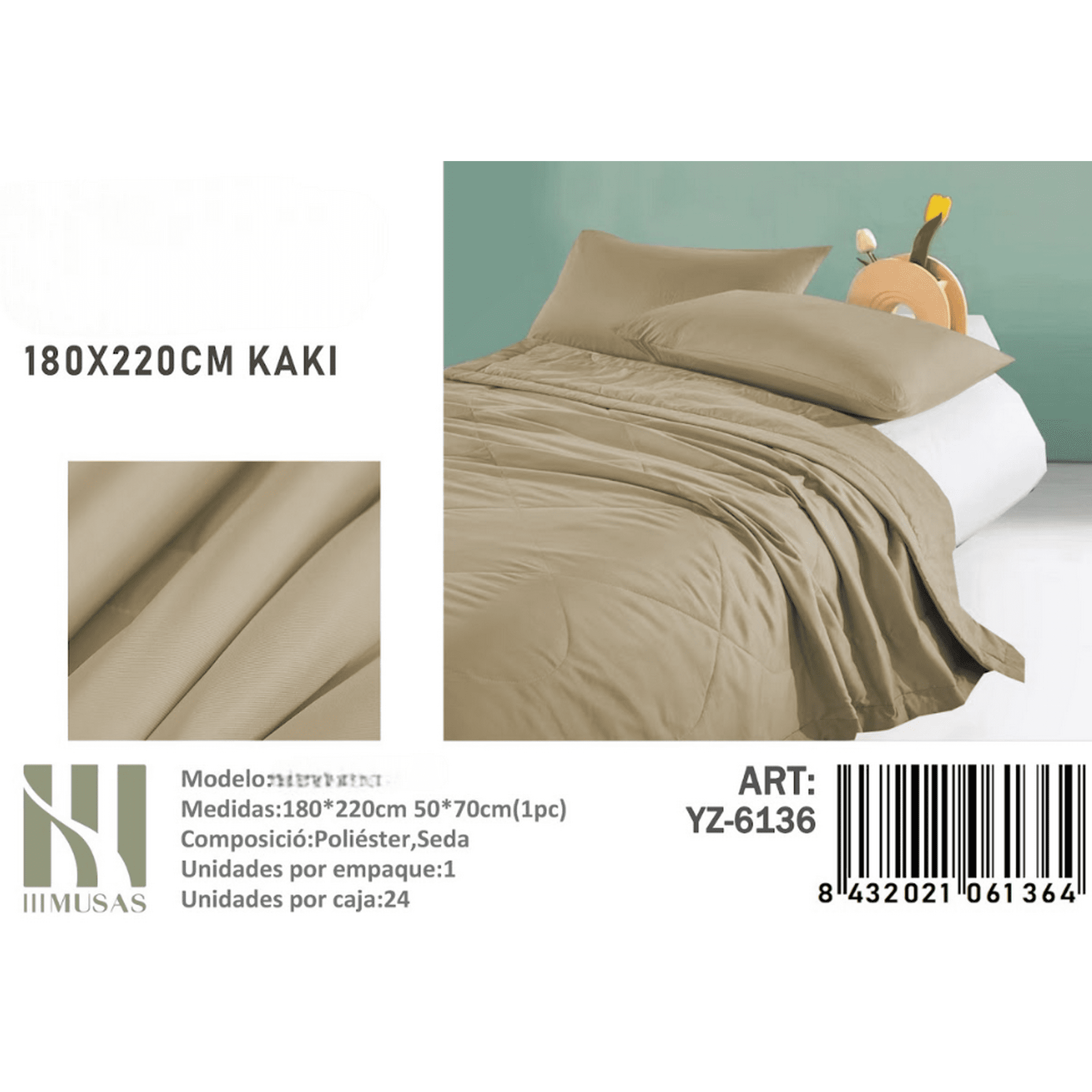 Mundo Shopping - Plumon Color Kaki Plaza Y Media Medidas 180x220cm