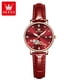 thumbnail image 2 of Reloj elegante de mujer correa cuero rojo diseño corazón cristales para uso diario, 2 of 3