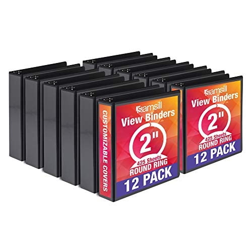 Binder Samsill Economy 3 anillos negros de 2 pulgadas, paquete de 12