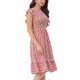 thumbnail image 4 of INSPIRE CHIC Vestido Midi Floral de Rayón para Mujer con Cintura Fruncida, Manga Corta, Ligero, Ajustado y Acampanado para Primavera y Verano, Blanco Rojo M, 4 of 6