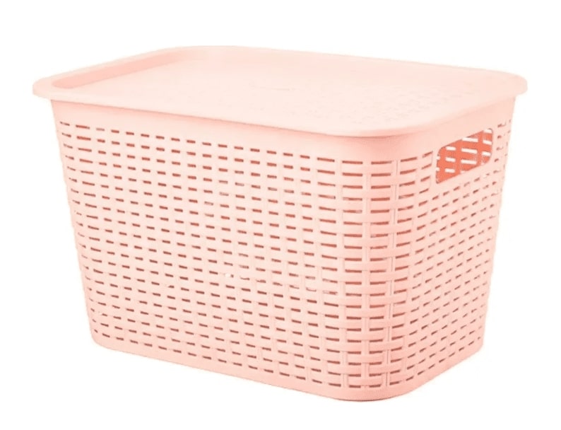 Reyplast - Caja Organizadora Canastilla Tavarua Multiuso Ratan 22 Lts Rosa