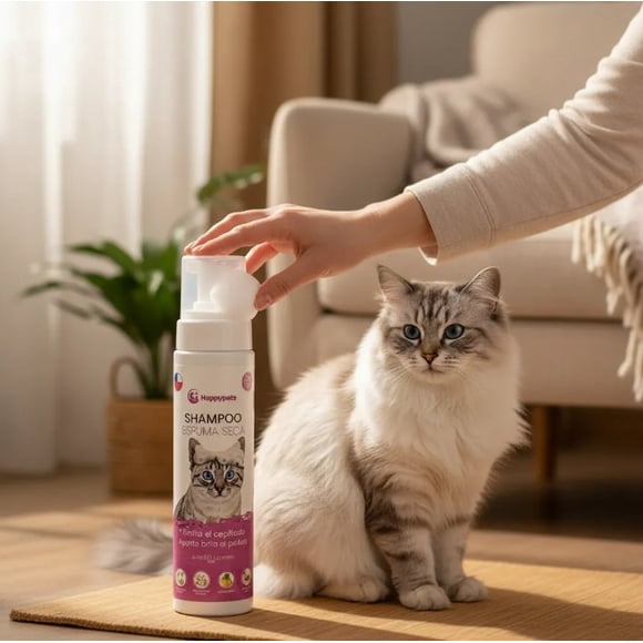 Shampoo Gatos Espuma Seca Hipoalergénico 280 Cc Aroma Limón