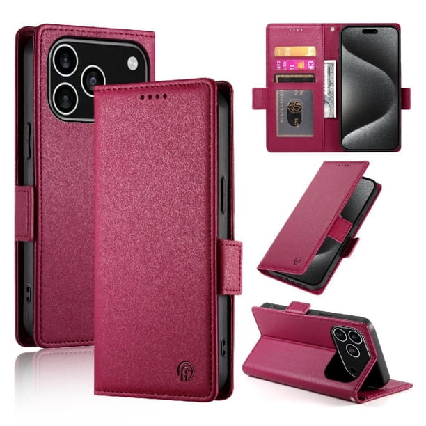 Funda Cartera Magnética con Tarjetas y Soporte para iPhone 17 Pro Rojo