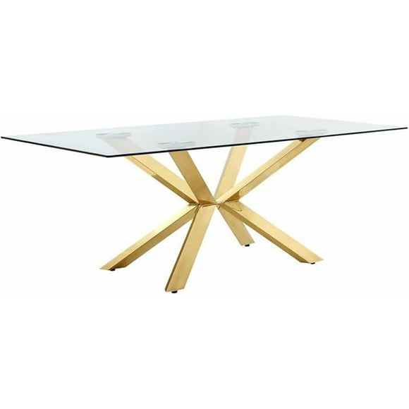 Mesa De Vidrio 6 Puestos Madrid Gold 140 X80 - Dorada