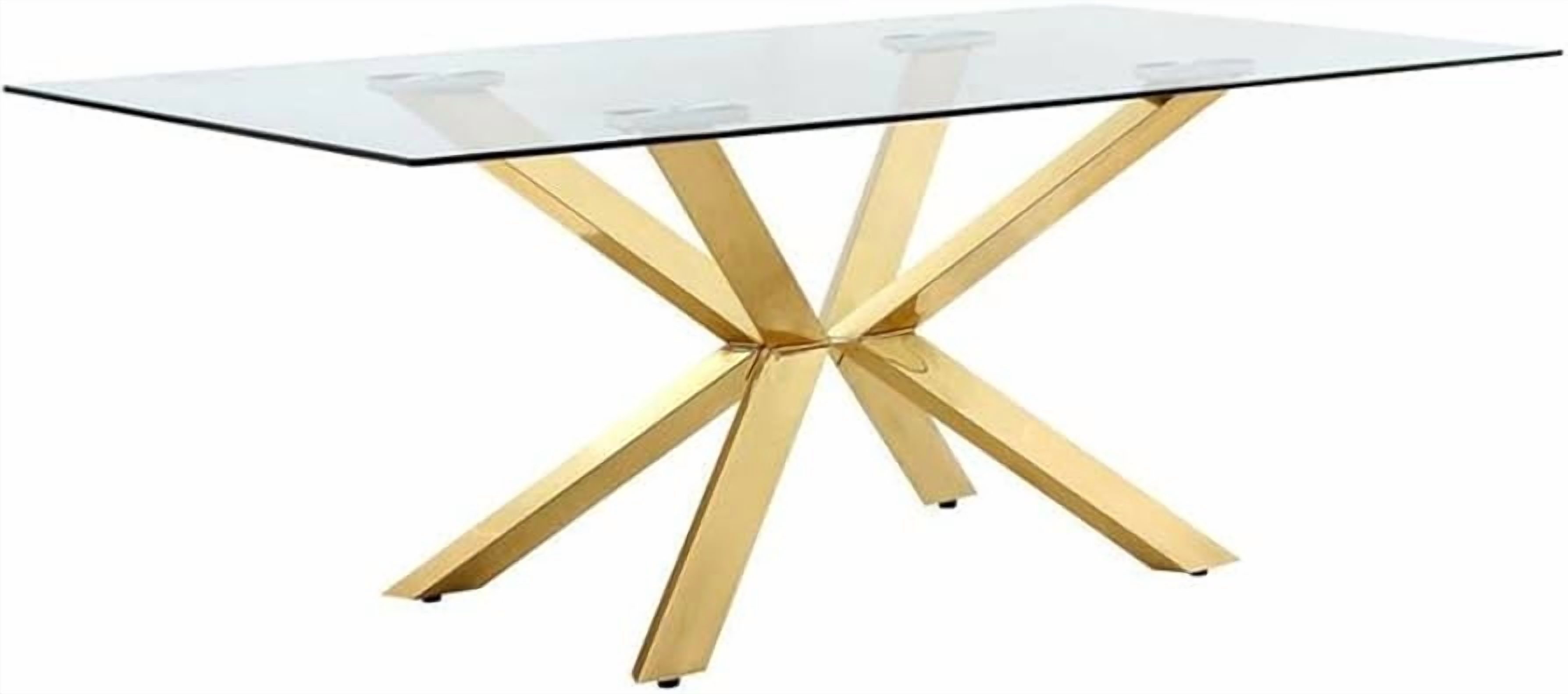 Habita2 Chile - Mesa De Vidrio 6 Puestos Madrid Gold 140 X80 - Dorada