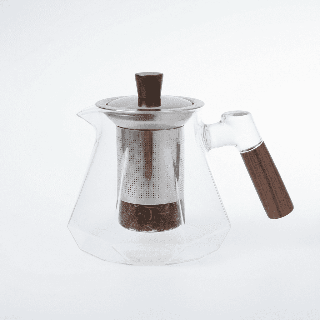 Baima - Tetera De Vidrio 750ml Con Infusor | Mango Madera Premium