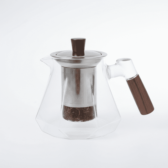 Tetera de Vidrio 750ml con Infusor | Mango Madera Premium