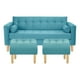 thumbnail image 1 of Sofa Retro 3c + 2 Pouf Felpa 05 Turquesa, 1 of 6
