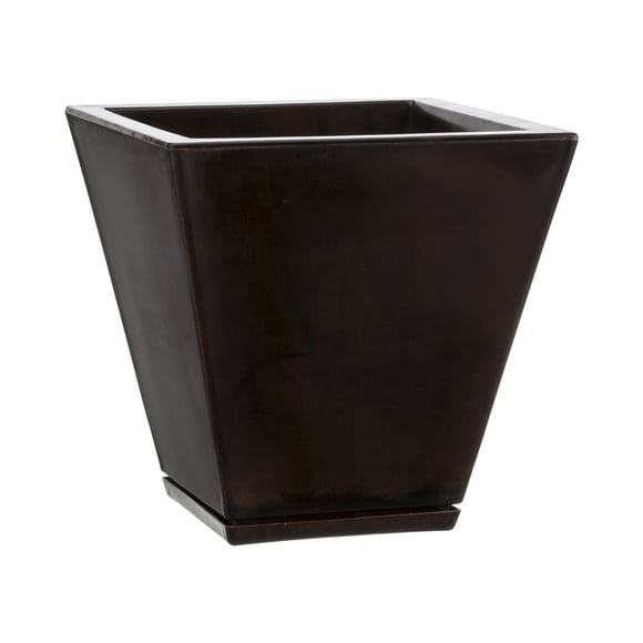 Macetero Marron Marmol Zurique 34cm Alto Con Plato