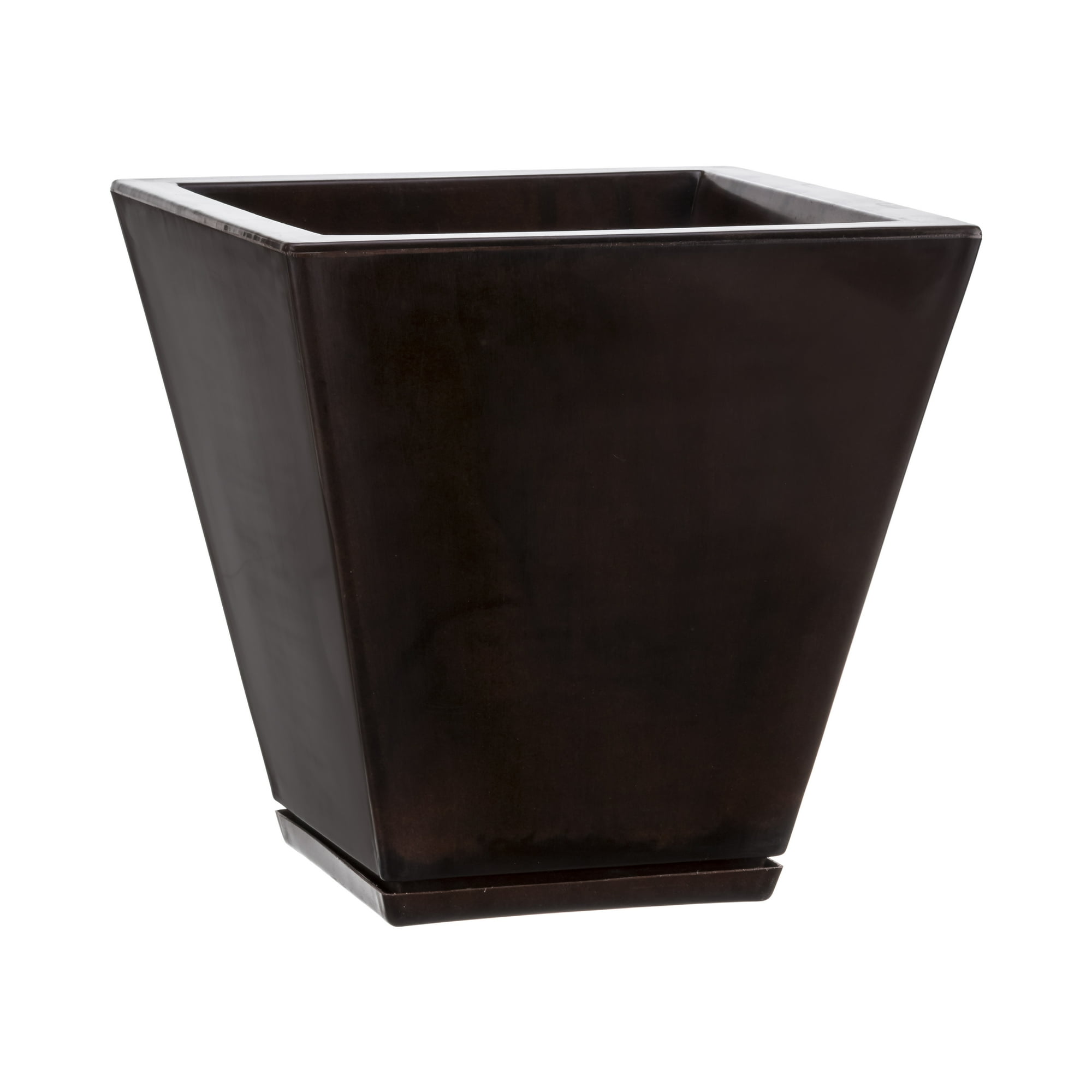 Floridis - Macetero Marron Marmol Zurique 34cm Alto Con Plato