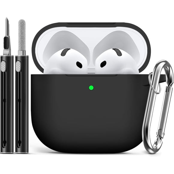 Funda Ljusmicker AirPods 4 2024 Negra Silicona Kit Limpieza