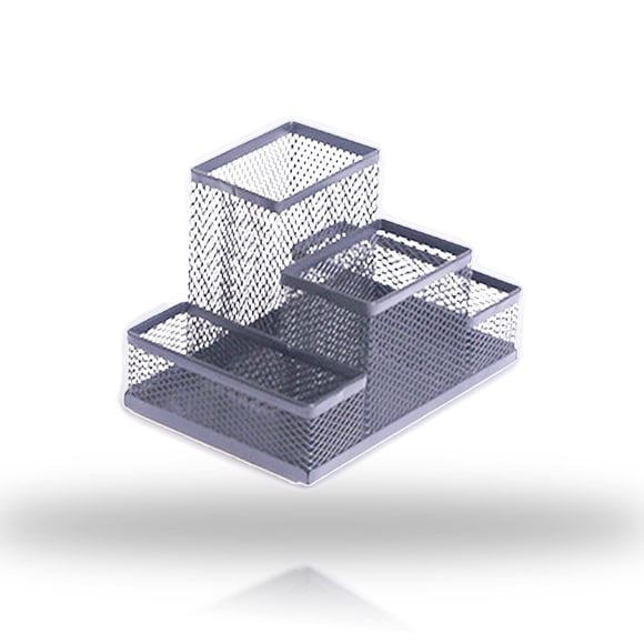 Organizador de Escritorio Koofull Porta Bolígrafo de Malla Metálica 15x10x10cm Plateado
