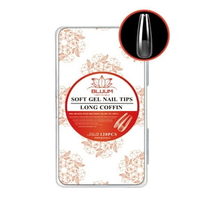 Bluum Creative Nails - Tips Soft Gel Pre-Limados Bluum 120 Und Long Coffin