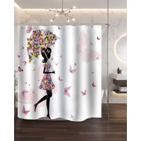 Mylhogar - Cortina De Baño Tela Género + Forro Impermeable