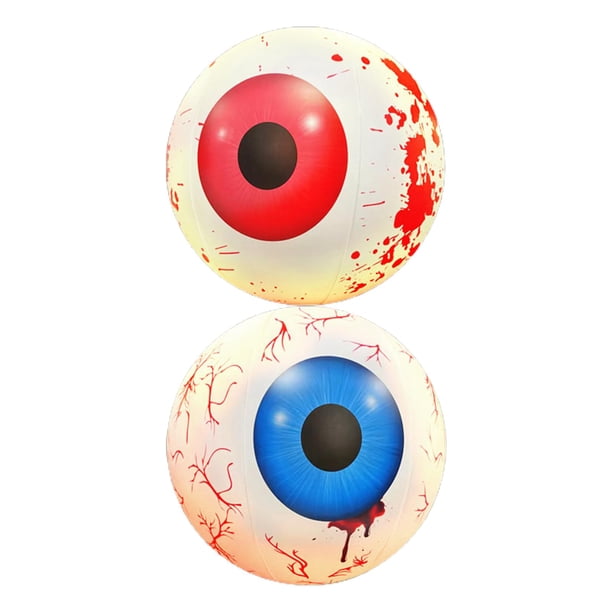 Globo Ocular Inflable de Halloween, Bolas de Ojos Aterradoras, Juguetes para Decoración de Fiestas en El Jardín Azul y rojo 1 par