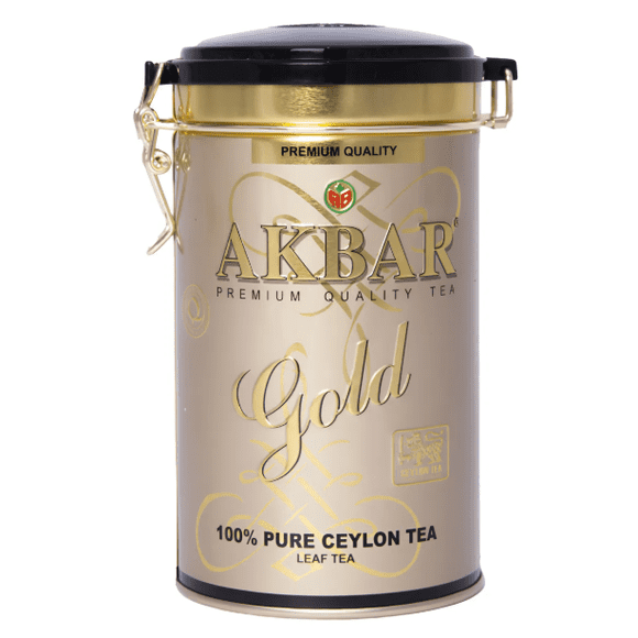 Te Negro Gold En Hojas Akbar Lata Hermética De 225 Gr.