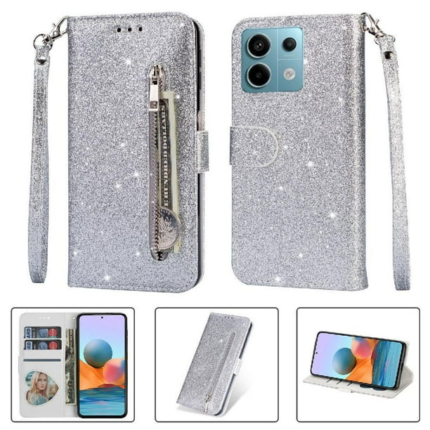 Funda para FOXDOCK Elegante funda Xiaomi Poco X6 5G Glitter con cremallera-Ideal para el uso diario