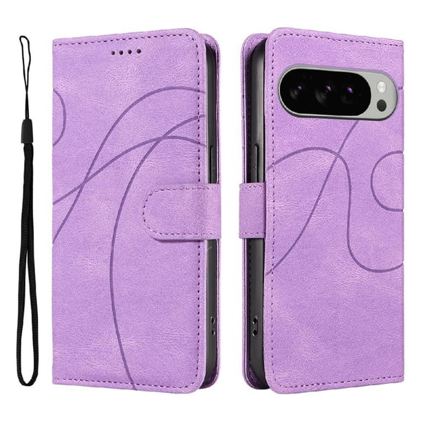 Funda tipo cartera con tapa para Google Pixel 10 Pro XL con tarjetero, soporte y cubierta magnética Morado