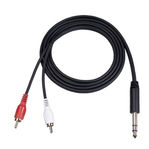 Magideal - 1 Pieza De 6,35 Mm A 2Rca Cable 1,5 M De Longitud Interconexión 35 Mm Receptores Chapado En Oro Doble Adaptador De Sonido Estéreo Cable Rca