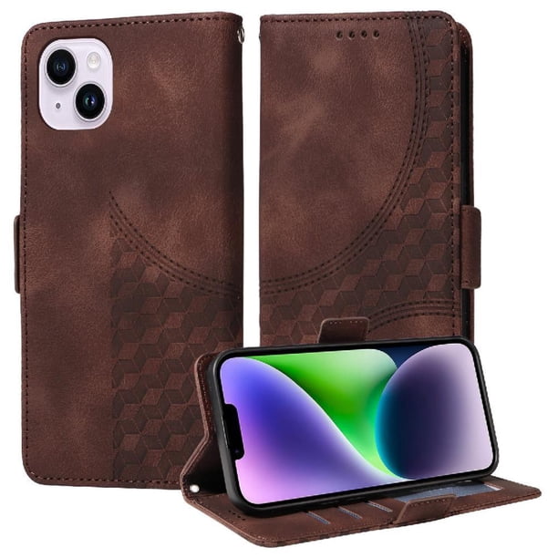 Carcasa FOXDOCK iPhone 14 Plus de cuero PU, diseño acolchado clásico, protección contra caídas y rayones