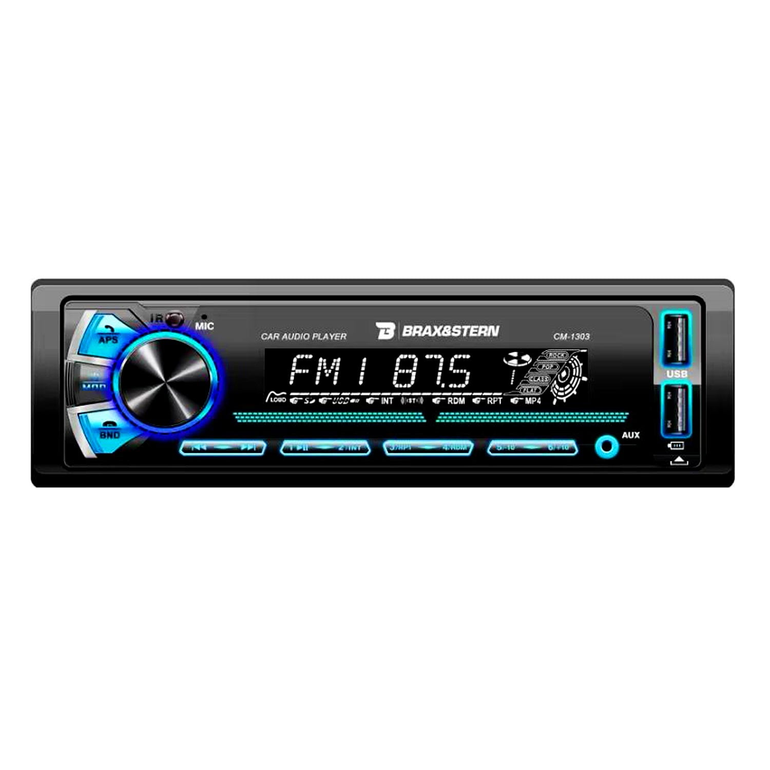 Brax&stern - Radio Auto 1 Din Bluetooth Usb Aux Mp3 Desmontable Cm1303