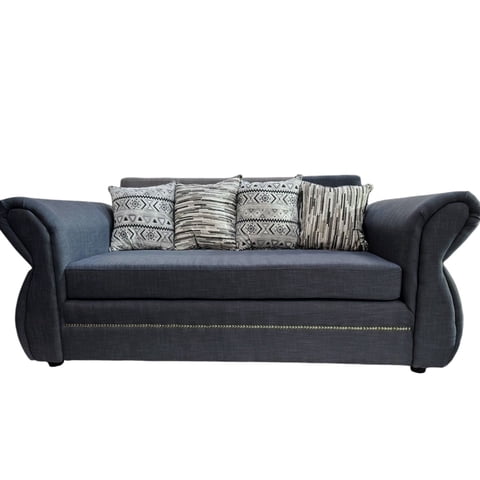 Sofá Grecia 3 Cuerpos Tela Gris Repelente A Líquidos Flobal