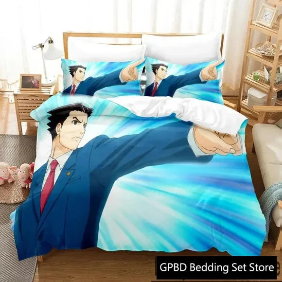 Ace AttorneyBedding Set Boys Girls Duvet Cover Pillowcase Bed boys Adult Home Textileextile