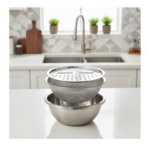 Genérico - Set De 3 Piezas Para Cocina Premium: Bowl, Colador Y Rallador Multifuncional