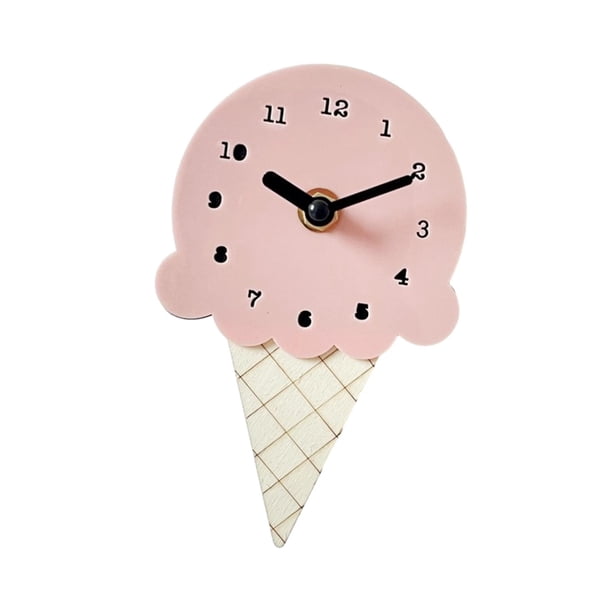 Mini Reloj De Pared Helado Hogar Reloj Colgante De Madera Para Decoración De Pared Del Hogar Rosa