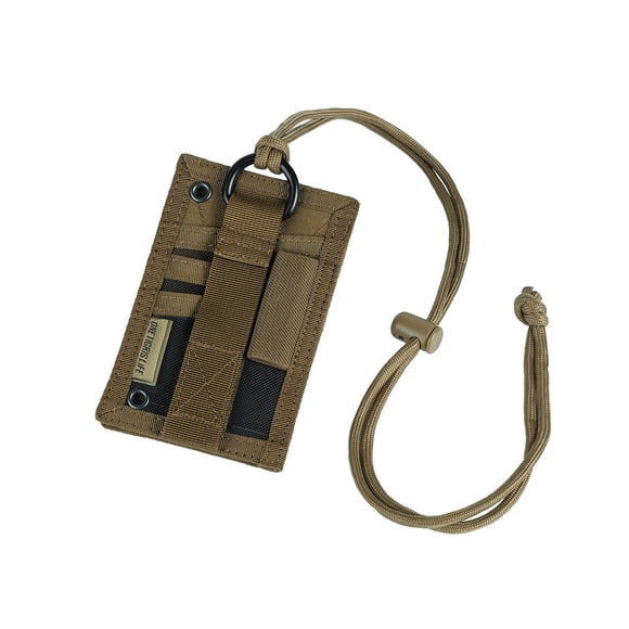 Soporte para tarjetas de identificación OneTigris, parche táctico con velcro, marrón