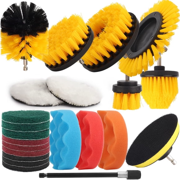 Juego de Cepillos para Taladro Jessie Care 22 Piezas con Almohadillas Abrasivas y Esponja