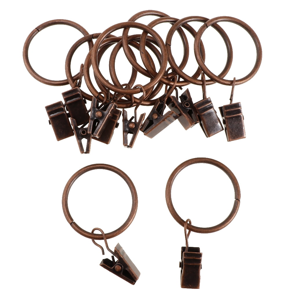 12 Piezas Anillos De Cortinas De Metal Con Clips Cobre 25Mm