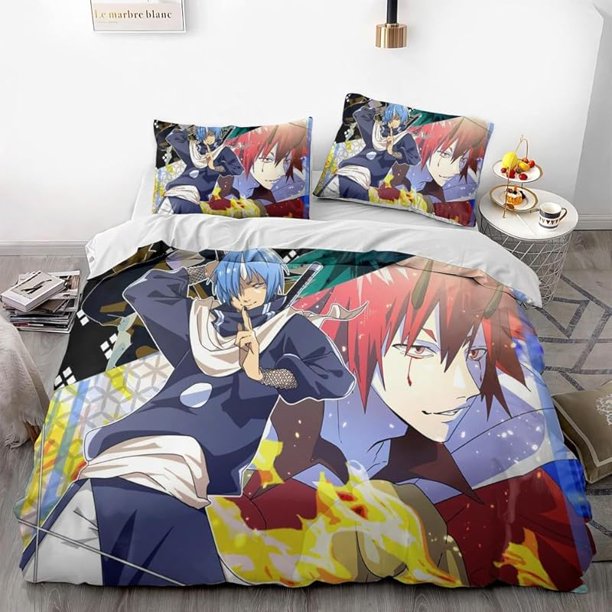 Reincarnated- Slime -Anime- Duvet Cover Set - 3D Digital -Print -Ultra-Soft Microfiber 3 Piece- Bedding Set with Zipper -Closure- Includes- 1 Comforter Cover and 2 Pillowcases (Twin (68x86""