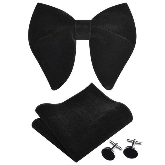 Set de corbata de moño GUSLESON de terciopelo 12 × 10 cm negro con caja de regalo
