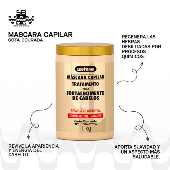 Máscara Fortalecimiento Químicamente Tratados Gota Dorada 1 Kg
