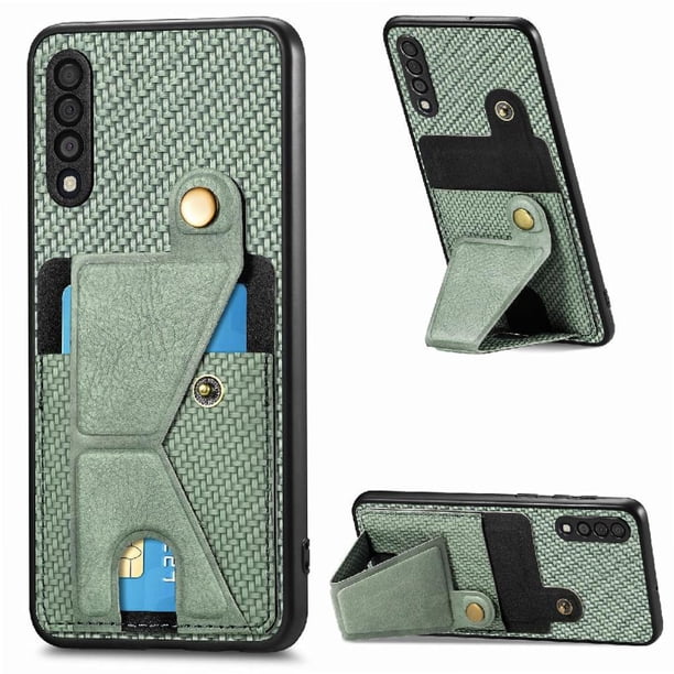 Funda Resistente para Samsung Galaxy A50/A50S/A30S con Tarjetero y Soporte, Diseño Magnético Verde