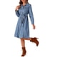 thumbnail image 4 of INSPIRE CHIC Vestido de mezclilla para mujeres de regreso a clases con mangas largas, botones, línea A, cinturón, vestido clásico de mezclilla M azul claro, 4 of 6