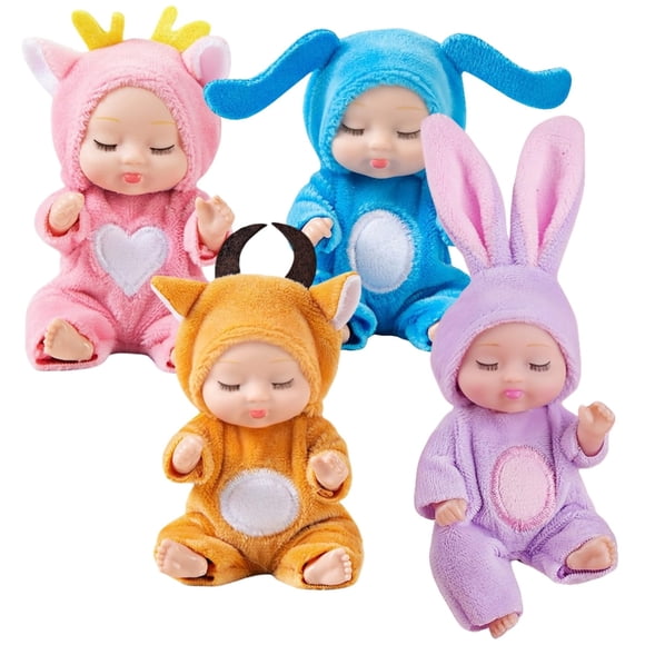 Mini muñecas bebé SwankyStyle con disfraces de animales, 4 piezas (Estilo B)