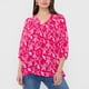 thumbnail image 3 of Blusa Mujer Cuello V Manga Globo Rosado Print Corona, 3 of 5