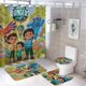 thumbnail image 1 of Spirit Rangers-theme 4-Piece Shower Curtain Set with Rugs, Waterproof Bathroom Decor Set Includes Bath Mat, U-Shaped Rug, Toilet Lid Cover and Curtain with Hooks, 1 of 6