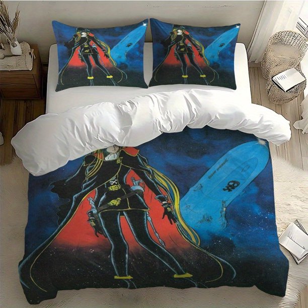 3pcs Galaxy Express 999 Interstellar Adventure Pattern Digital Print Set Made of 100% Polyester Skin-Friendly Fabric