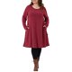 thumbnail image 1 of Agnes Orinda Conjuntos de Halloween Tallas Grandes Vestido de Manga Larga para Mujeres Moda Otoño 2025 Vestido de Punto con Cuello Redondo y Botones Laterales con Bolsillos 1X Burdeos, 1 of 6
