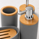 thumbnail image 4 of Set de Baño 6 Piezas Moderno Gris con Bambú Incluye Basurero y Dispensador, 4 of 8