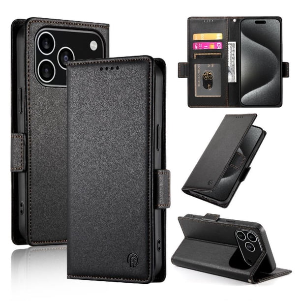 Funda Cartera Magnética con Tarjetas y Soporte para iPhone 17 Pro Negro