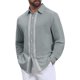 thumbnail image 4 of Camisas de Lino con Botones de Manga Larga y Bloque de Color con Encaje para Hombre M Gris, 4 of 5