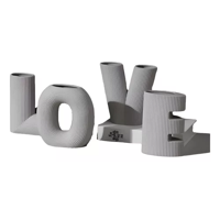 Genérico - Pack 4 Floreros Cerámica Love Negro