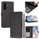 thumbnail image 1 of Funda de Cuero Tipo Billetera para Samsung Galaxy A57 5G 6.7", con Tarjetero, Correa para Muñeca, Soporte a Prueba de Golpes con Relieve de Patrón Feliz, Funda para Teléfono, Negro, para Galaxy A57, 1 of 8