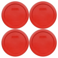 Tapa De Almacenamiento Pyrex 7201-Pc, Redonda, Color Rojo Amapola, 950 Ml (Paquete De 4)