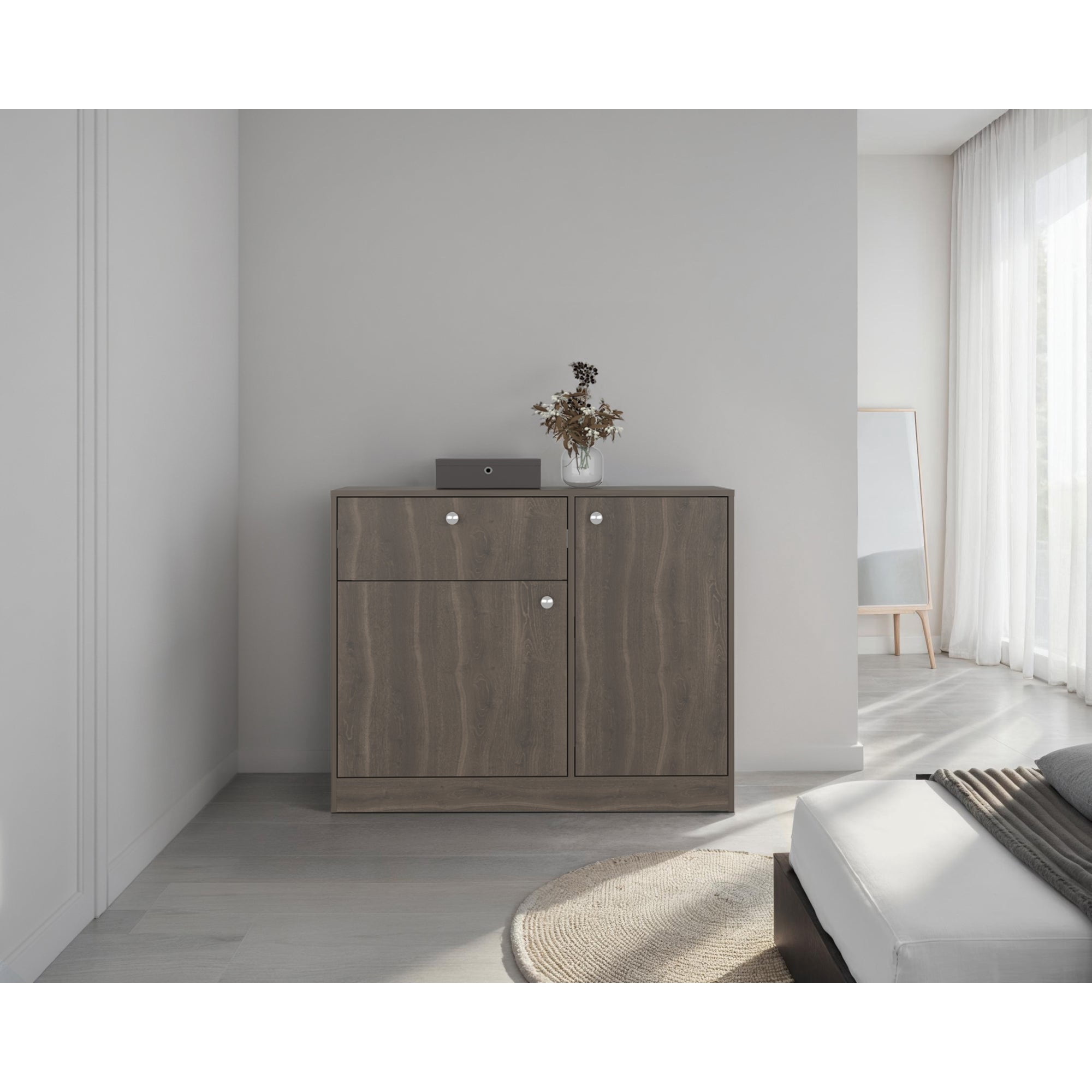 Tuhome - Comoda Praga 1 Cajon 2 Puertas Milan 80x100x30,2 Cm