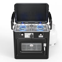 Estufa De Camping Y Horno De Propano Rovsun 2 En 1 Portátil Negro